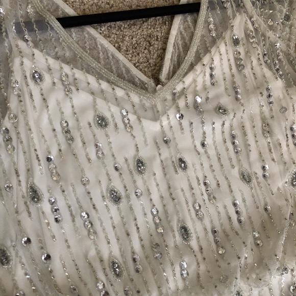 White beaded cocktail dress - Picture 2 of 4